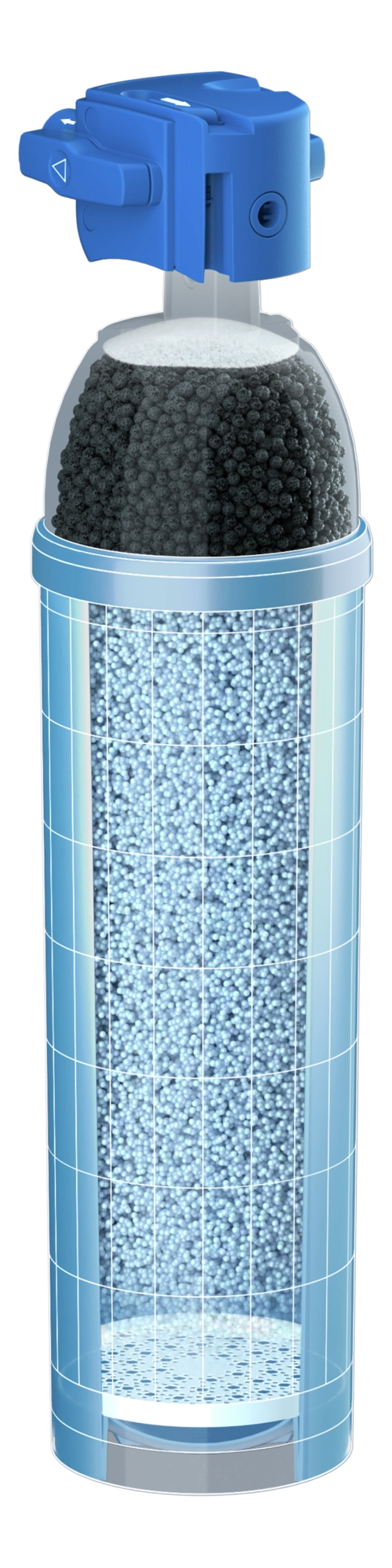 Cutaway view of the PURITY C filter showing internal filtration layers and media.